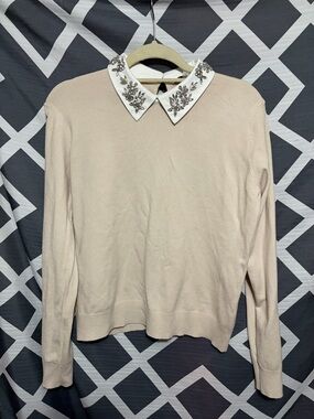Sioni Embellished Sweater
Cream  Jeweled Collar
Preppy NWT size M